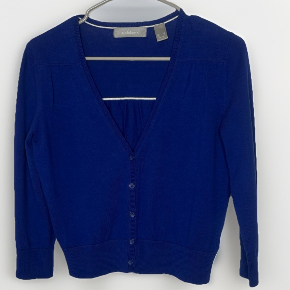 Liz Claiborne Royal Blue Button-Front Cardigan – Size Small S - Picture 2 of 4